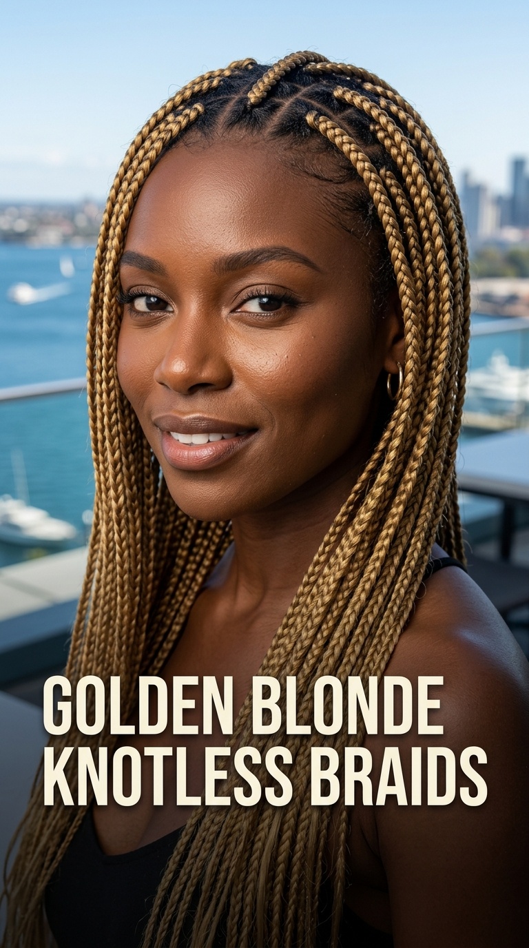 Golden Blonde Knotless Braids