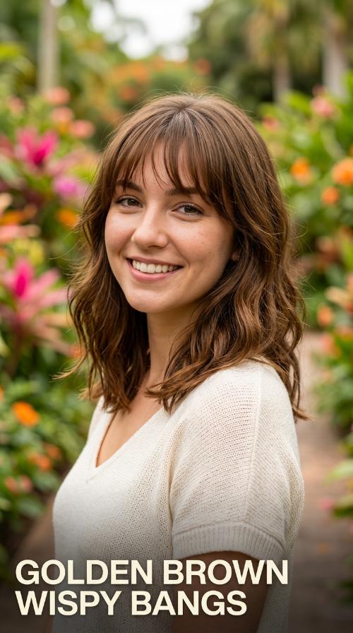 Golden Brown Wispy Bangs