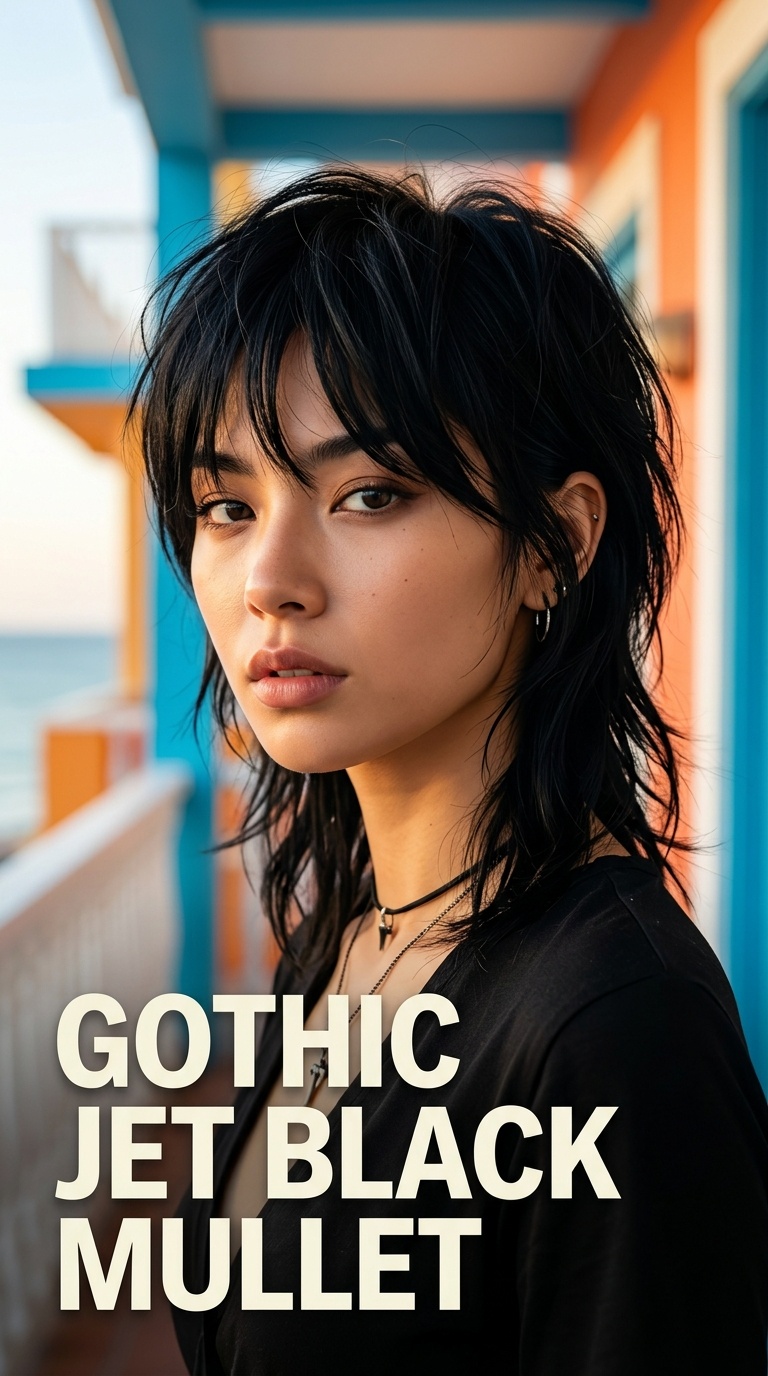 Gothic Jet Black Mullet