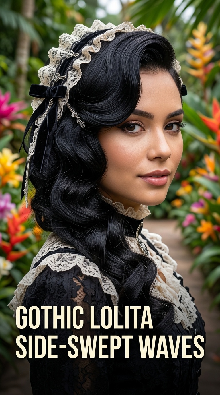 Gothic Lolita Side-Swept Waves