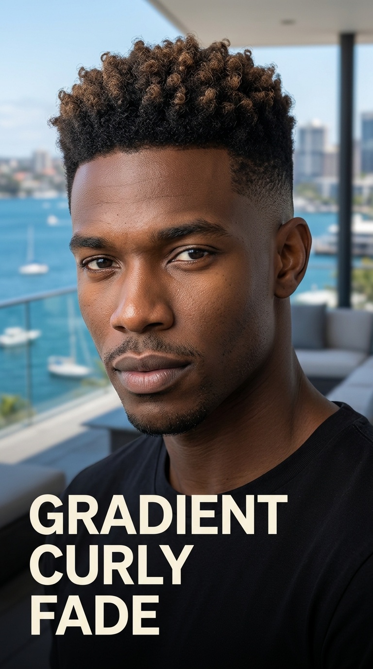 Gradient Curly Fade