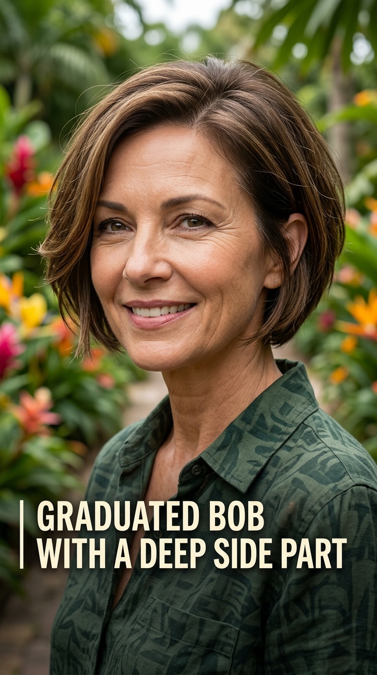 Graduated Bob with a Deep Side Part