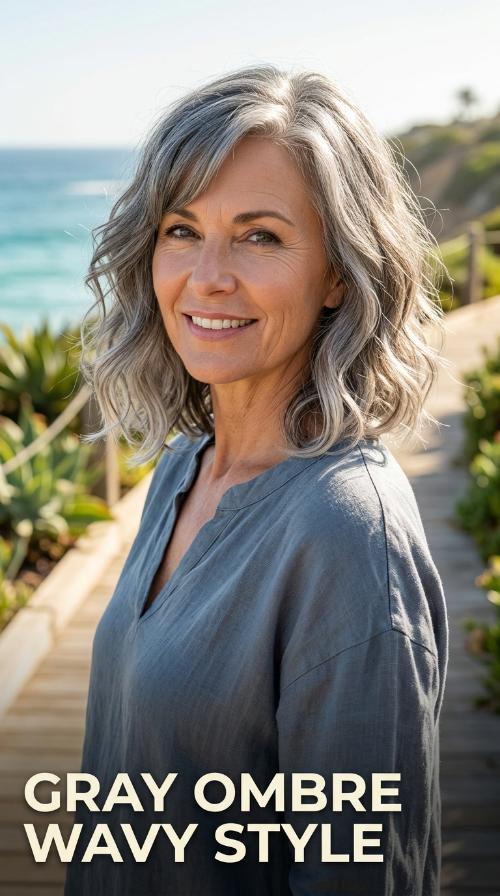 Gray Ombre Wavy Style