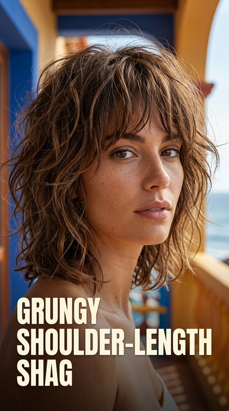 Grungy Shoulder-Length Shag