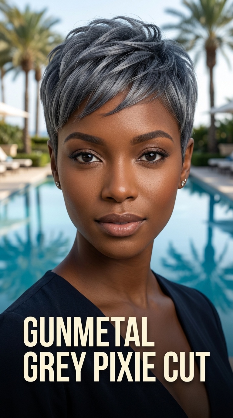 Gunmetal Grey Pixie Cut