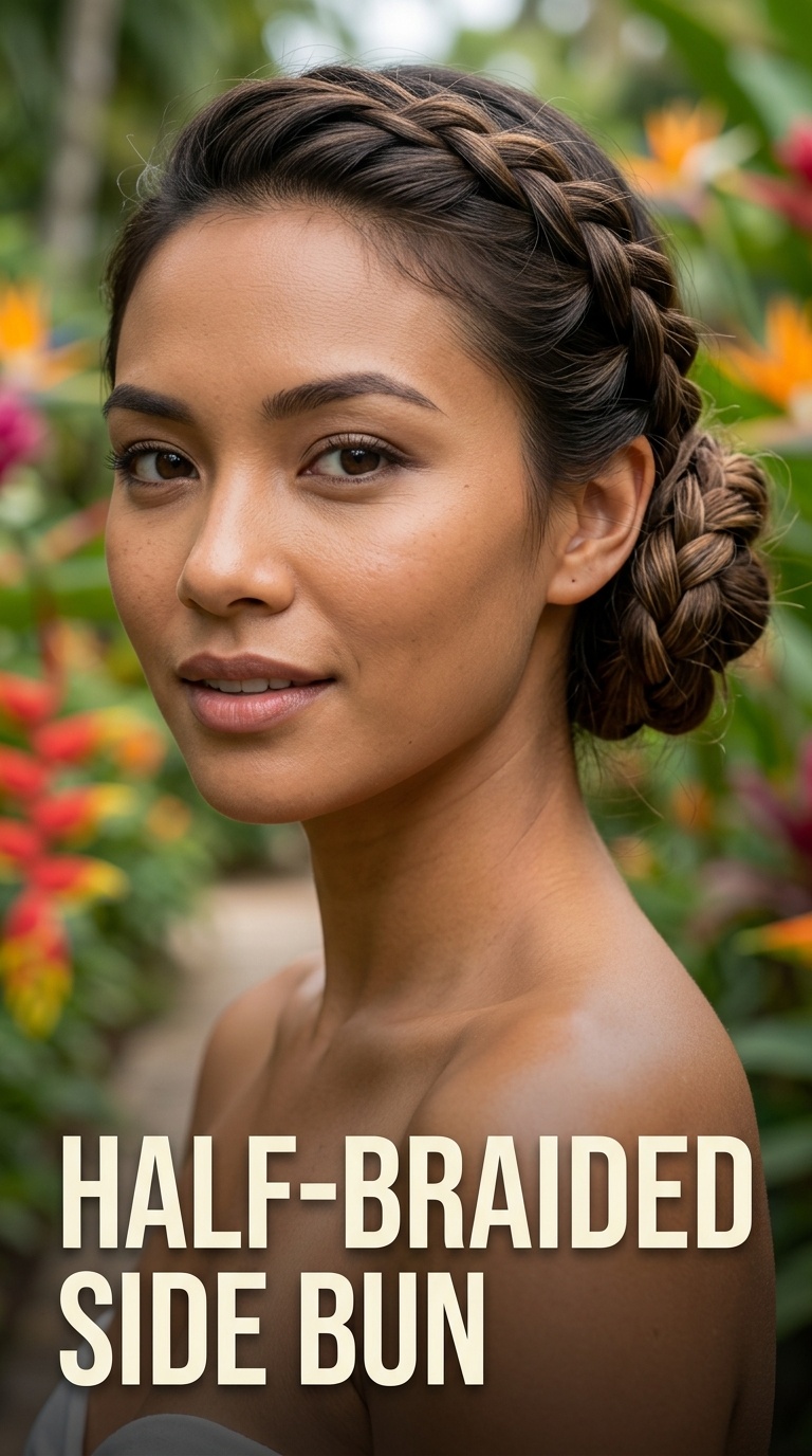 Half-Braided Side Bun