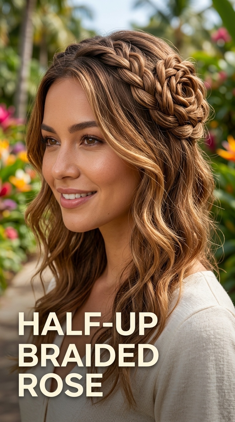 Half-Up Braided Rose
