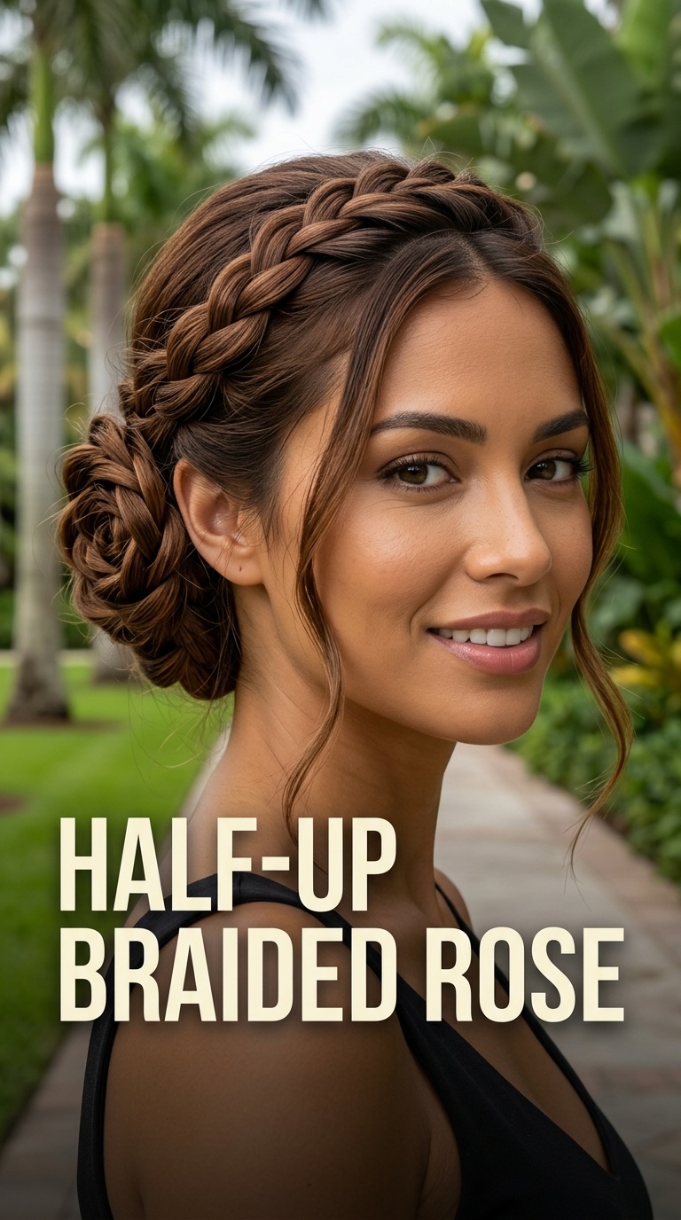 Half-Up Braided Rose