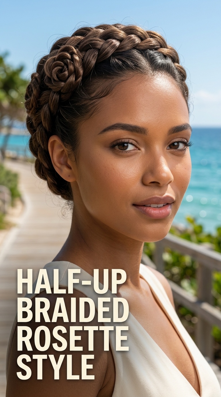 Half-Up Braided Rosette Style