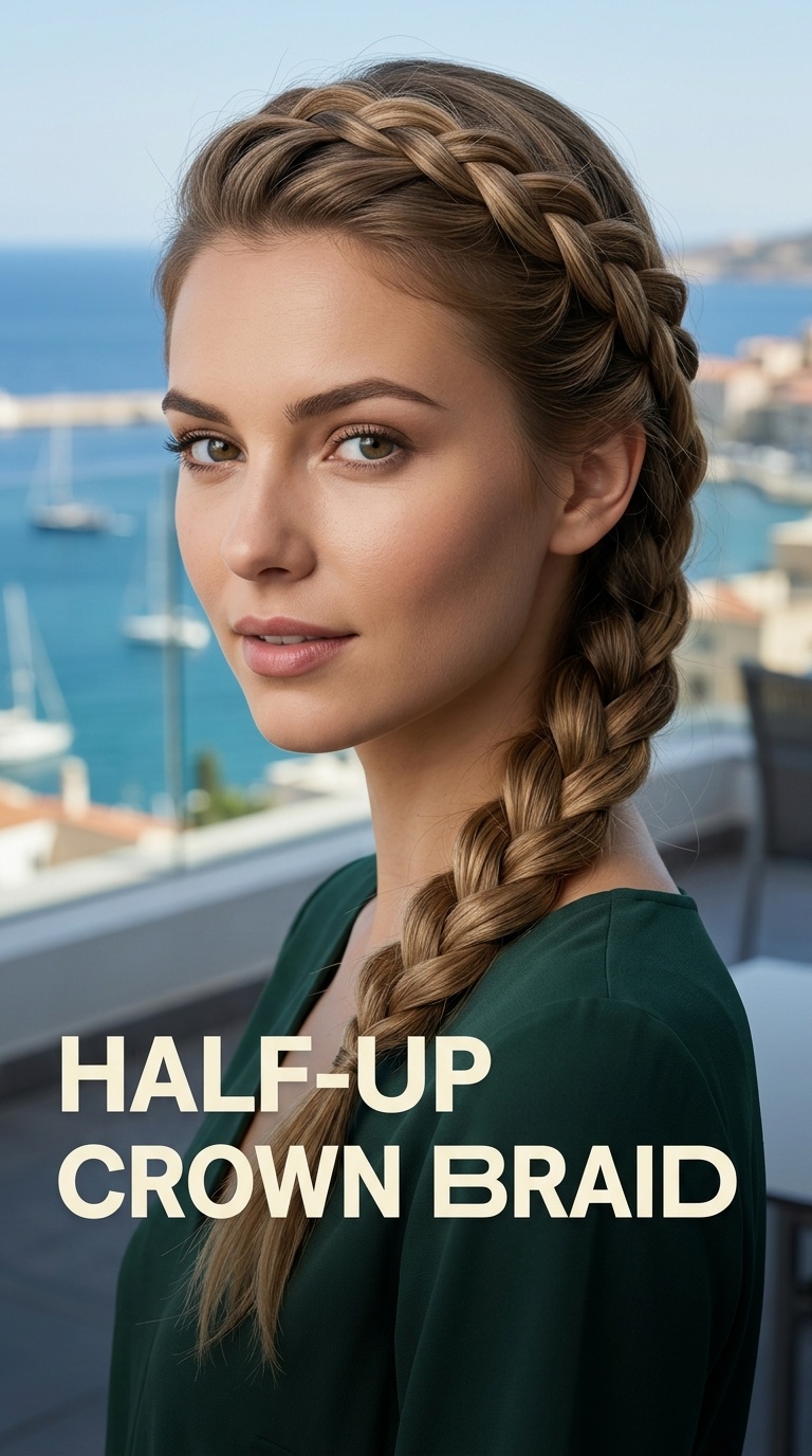 Half-Up Crown Braid