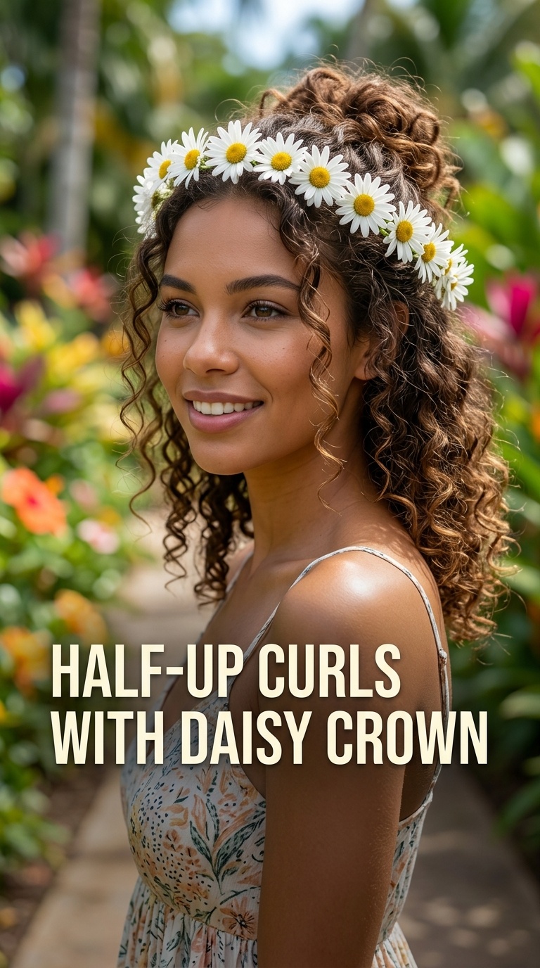Half-up Curls with Daisy Crown