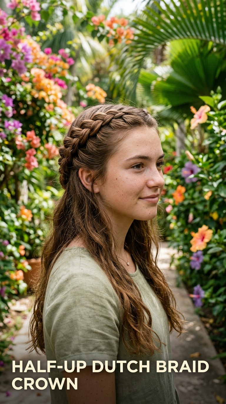 Half-Up Dutch Braid Crown