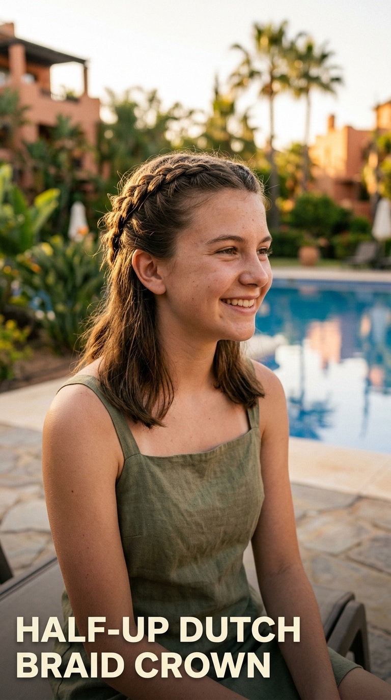 Half-Up Dutch Braid Crown