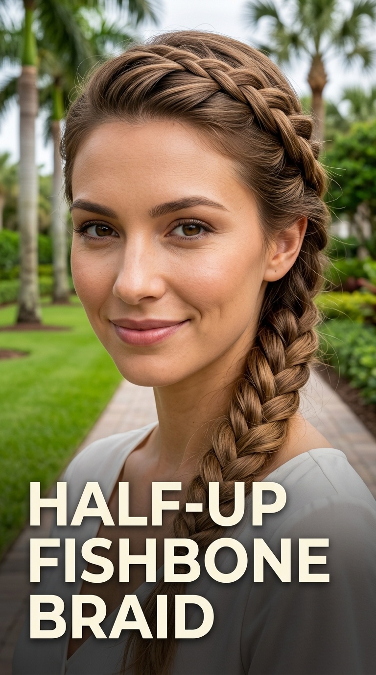 Half-Up Fishbone Braid