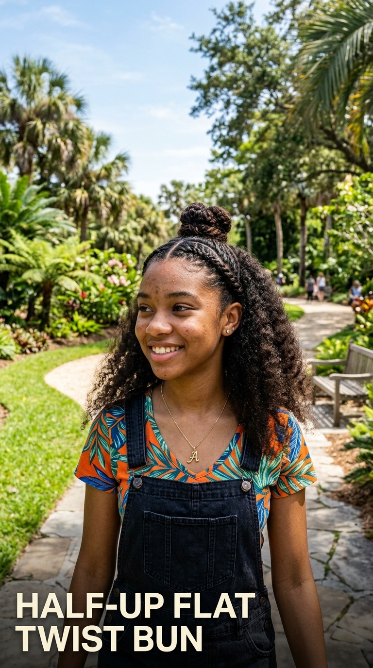 Half-Up Flat Twist Bun