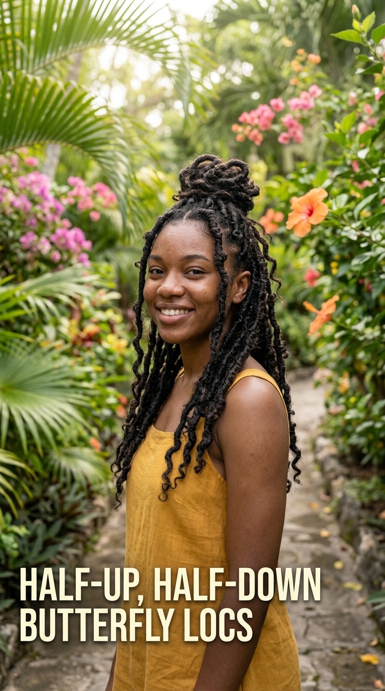 Half-Up, Half-Down Butterfly Locs