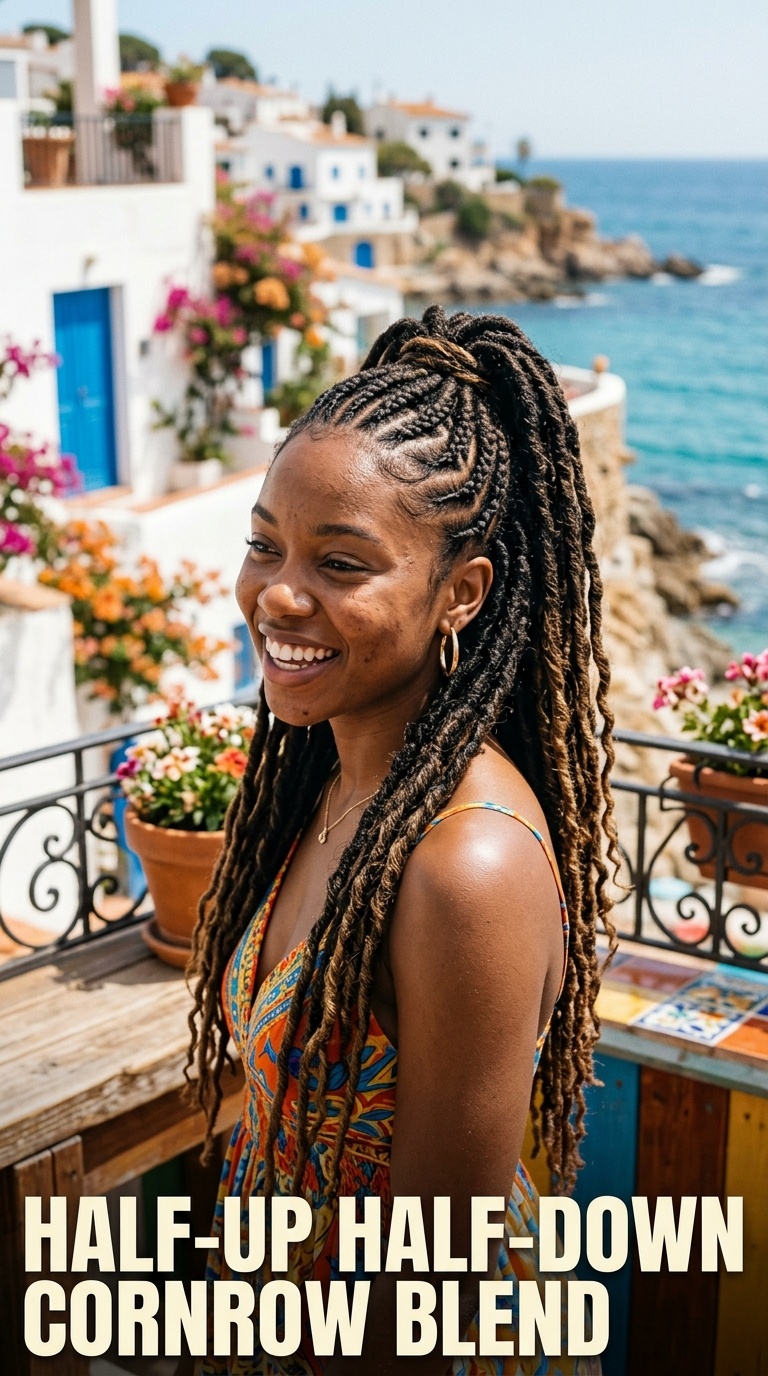 Half-Up Half-Down Cornrow Blend