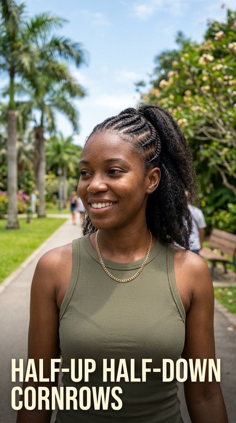 Half-Up Half-Down Cornrows