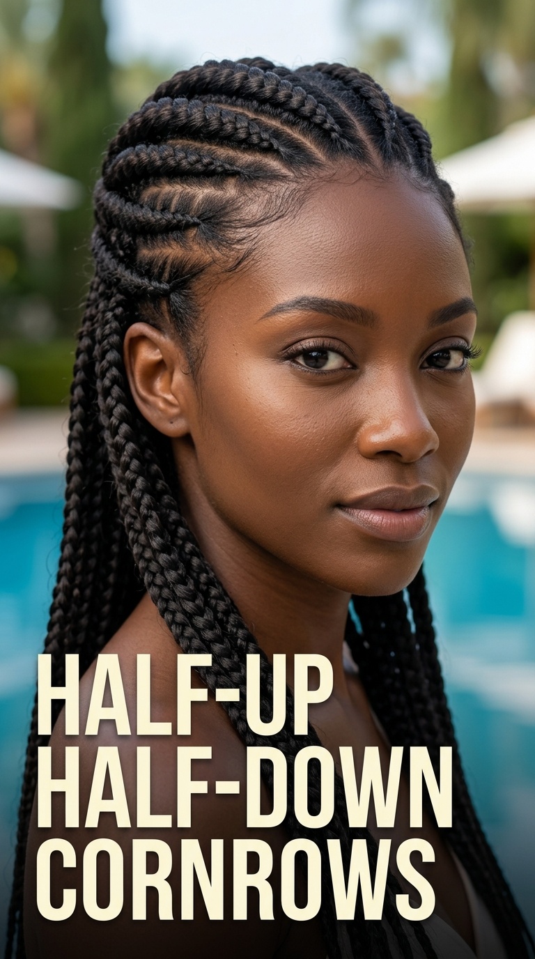 Half-Up Half-Down Cornrows