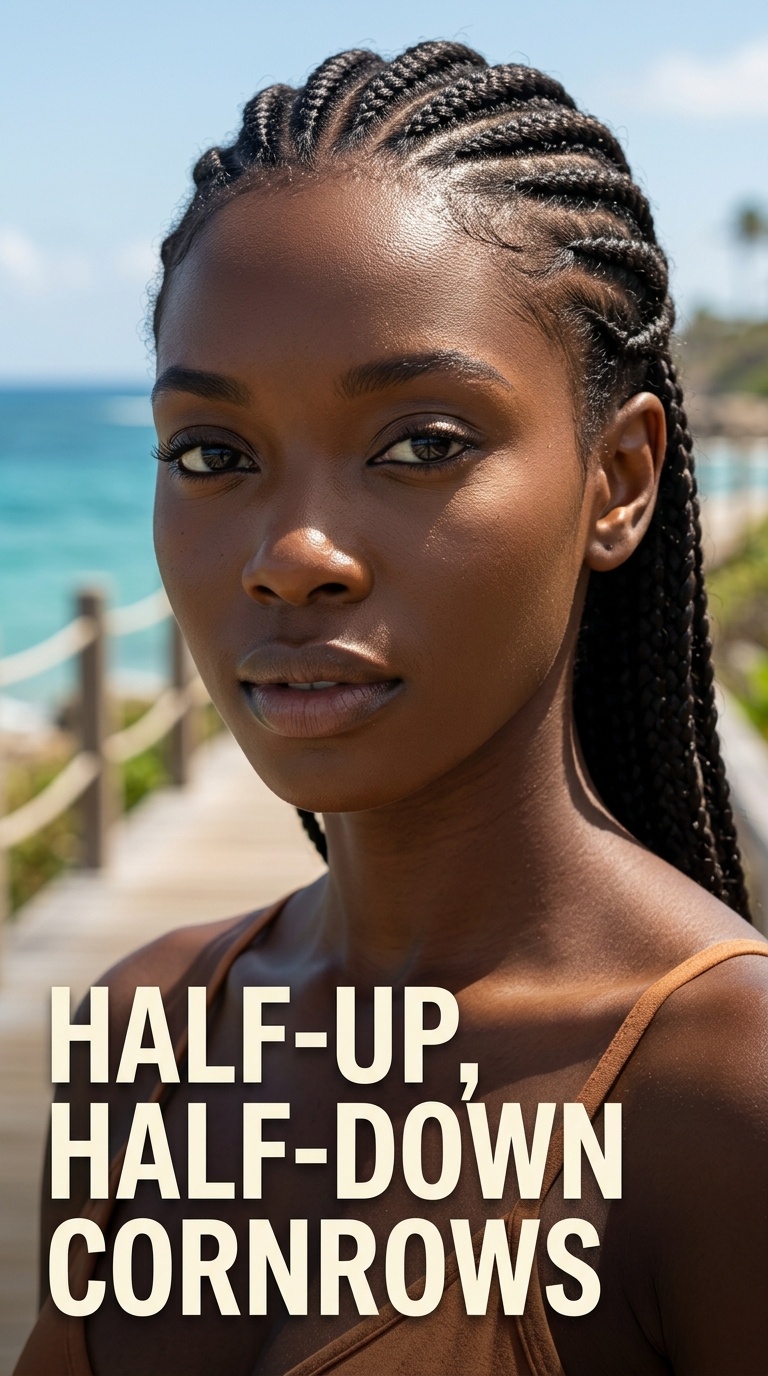 Half-Up, Half-Down Cornrows