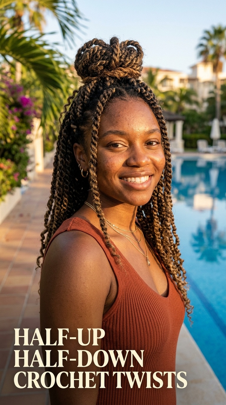 Half-Up Half-Down Crochet Twists