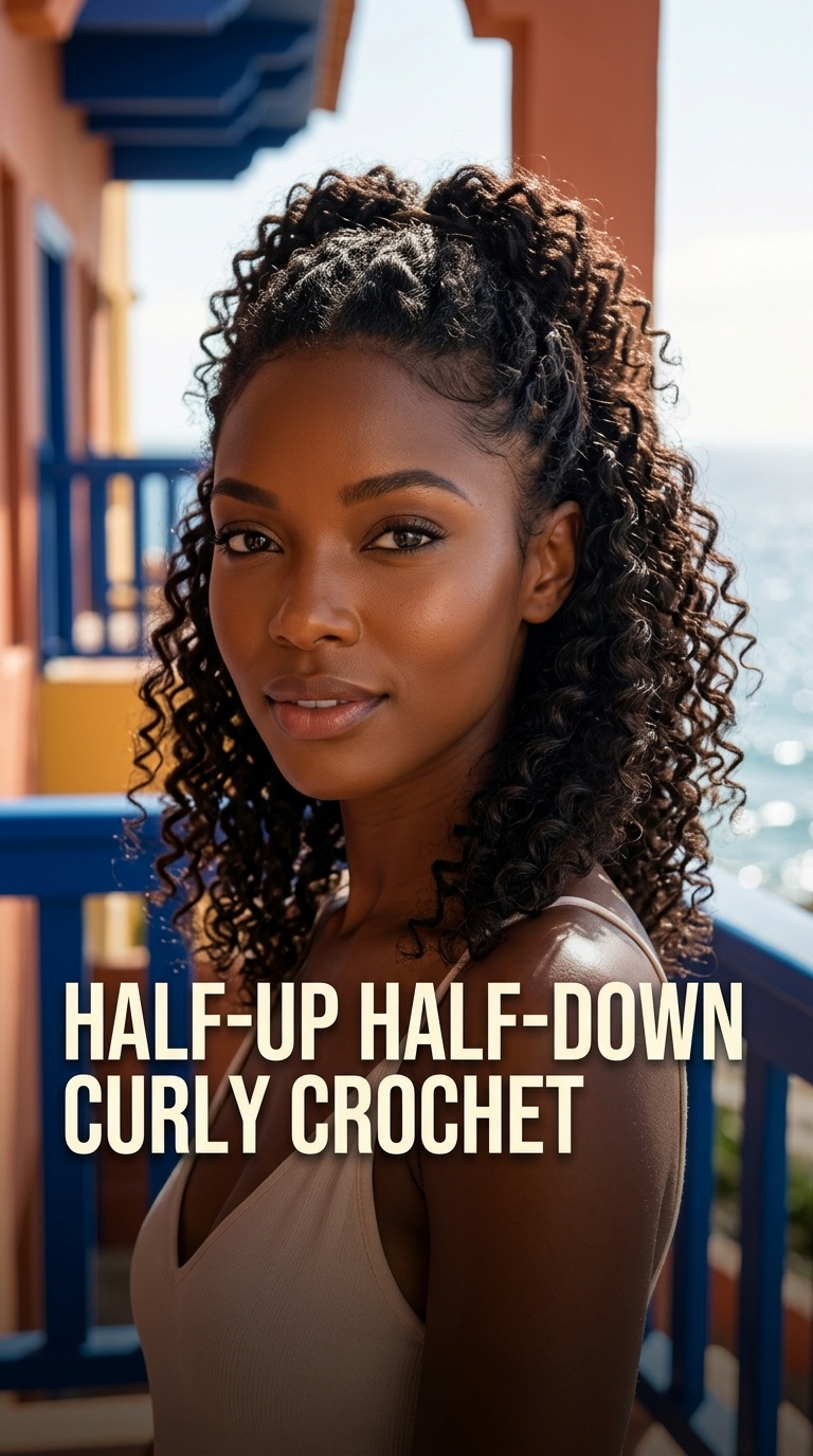 Half-Up Half-Down Curly Crochet