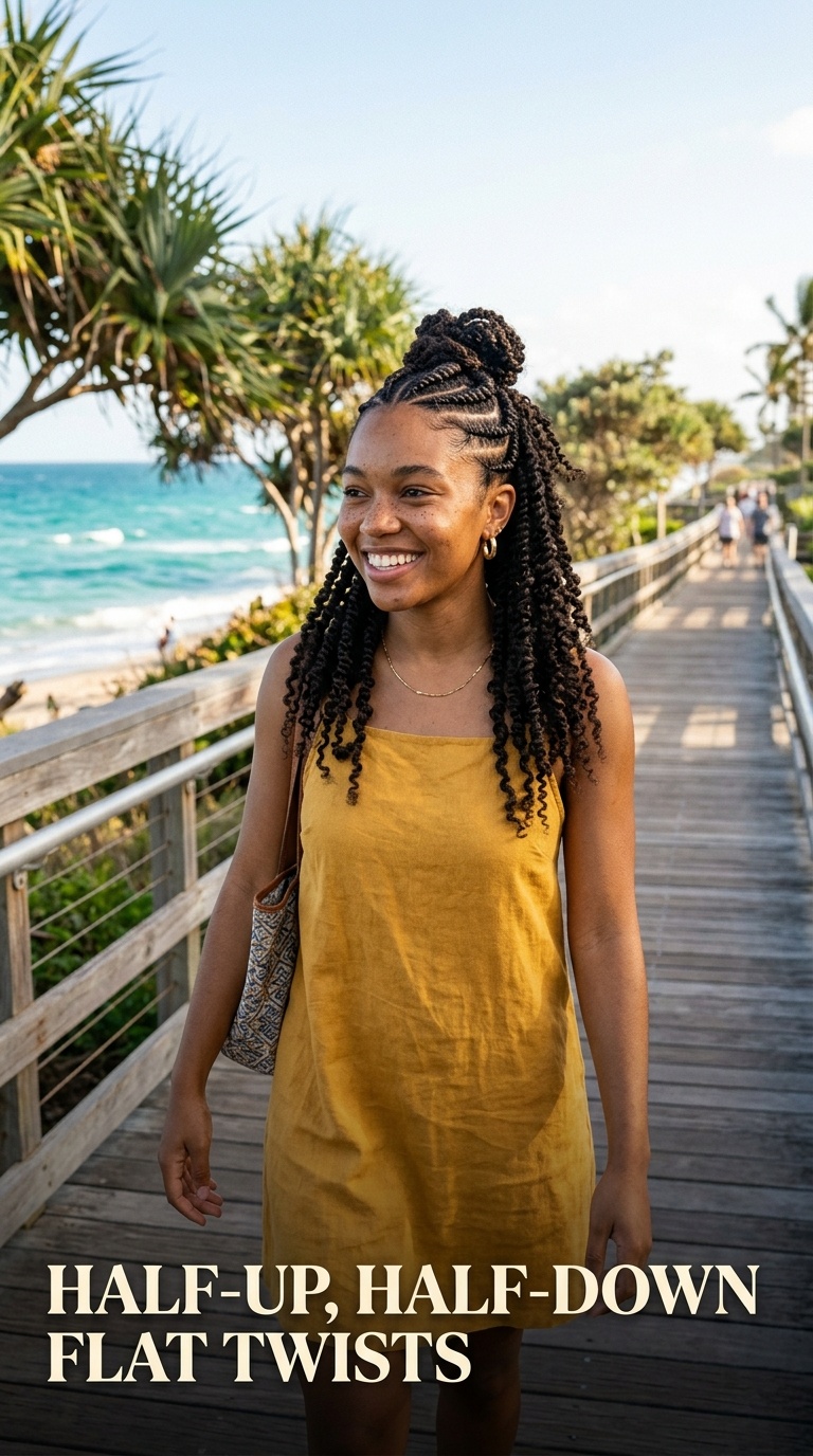 Half-Up, Half-Down Flat Twists