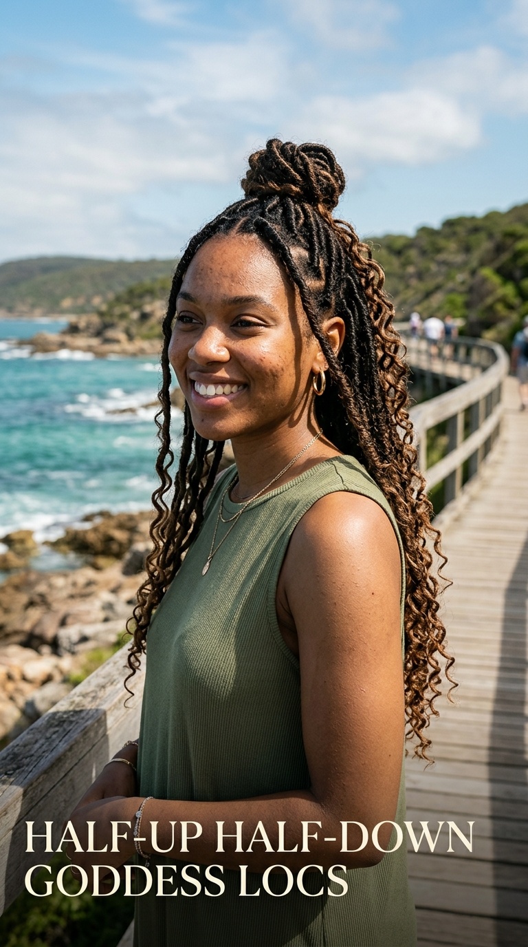 Half-Up Half-Down Goddess Locs