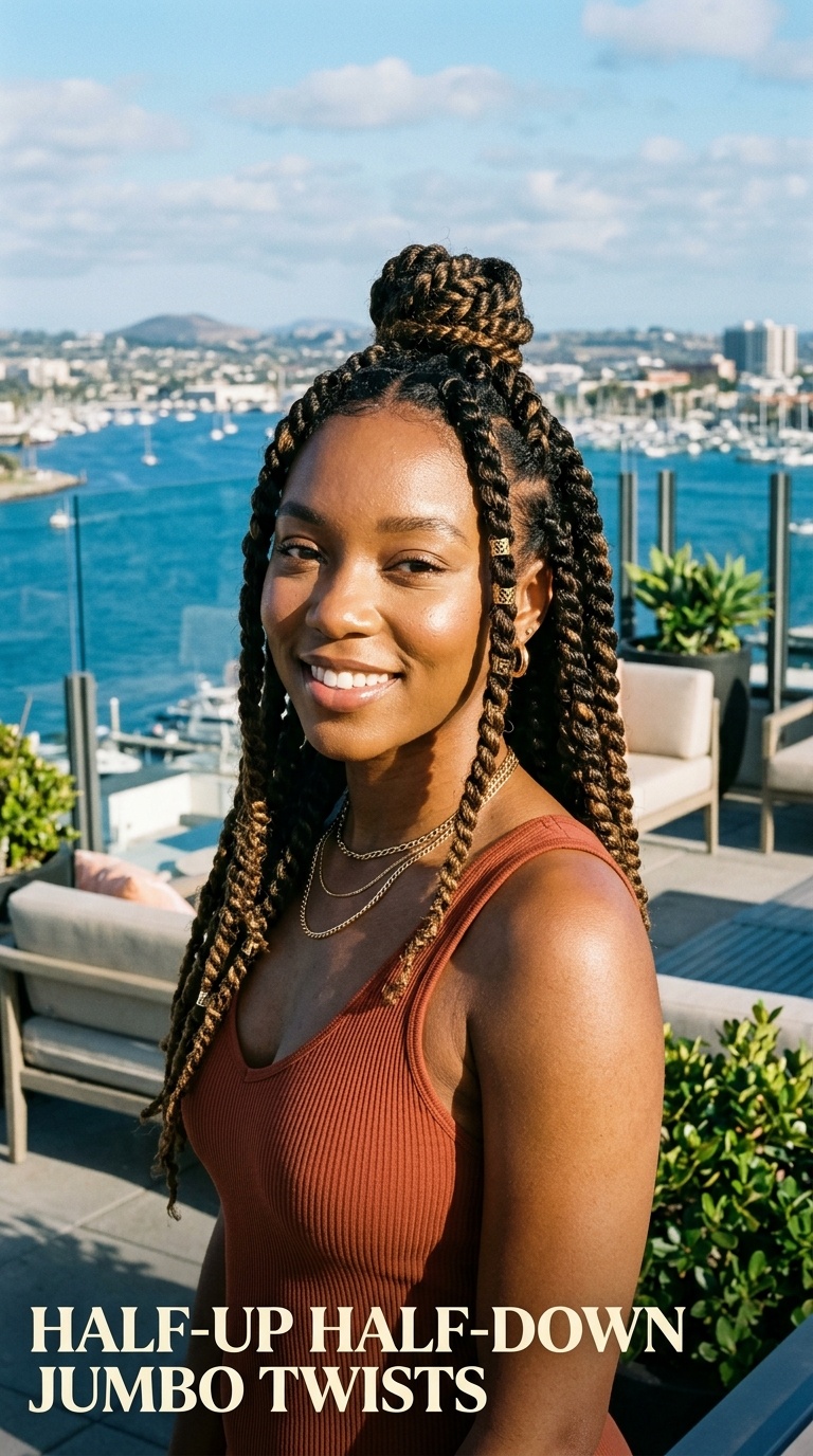 Half-Up Half-Down Jumbo Twists