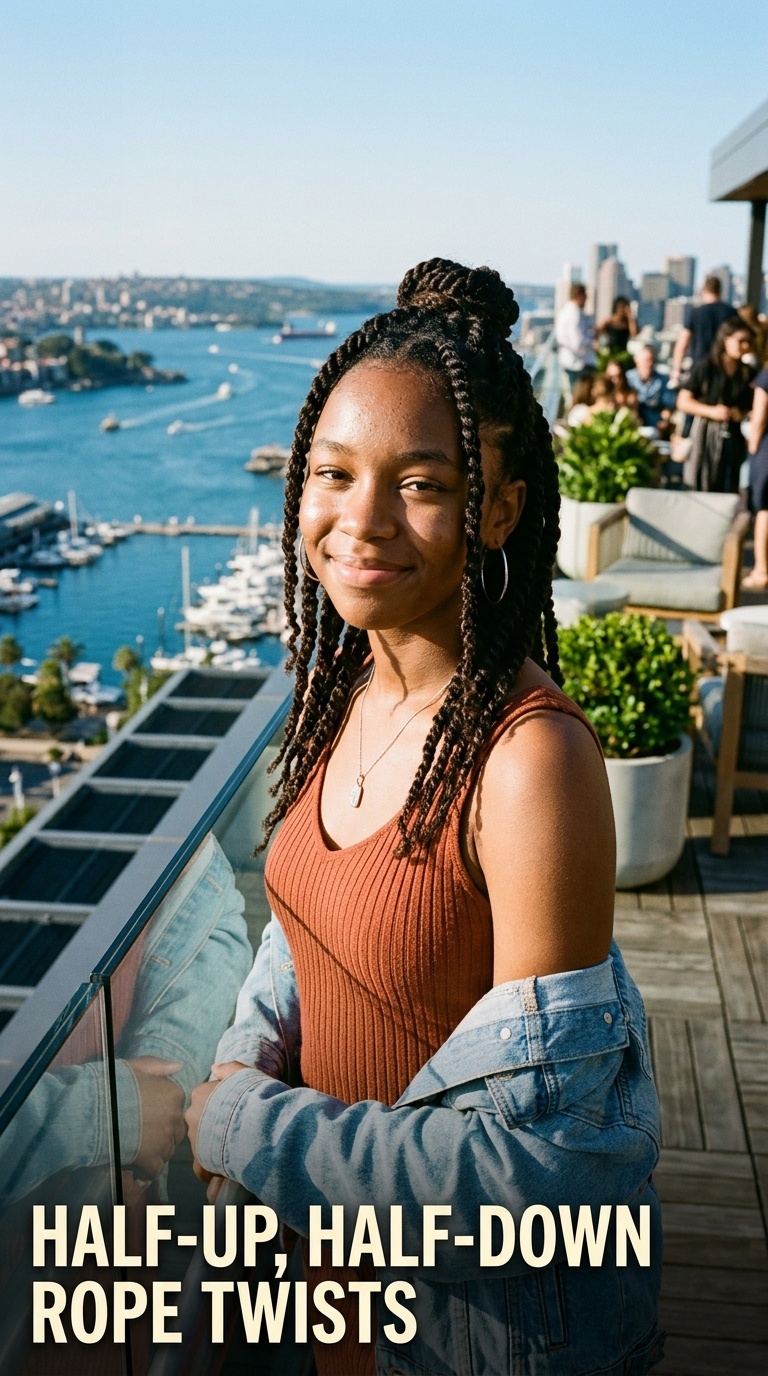 Half-Up, Half-Down Rope Twists