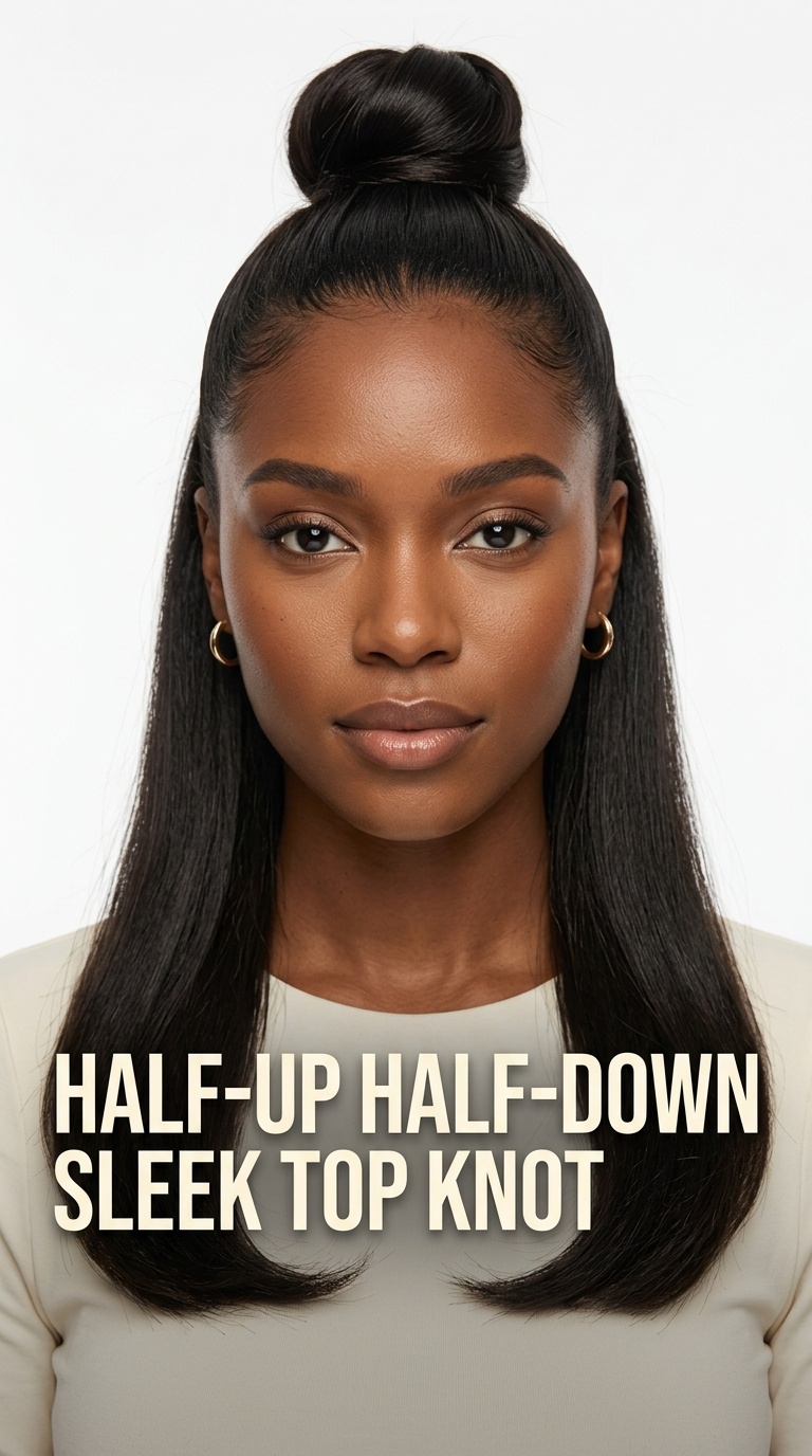 Half-Up Half-Down Sleek Top Knot
