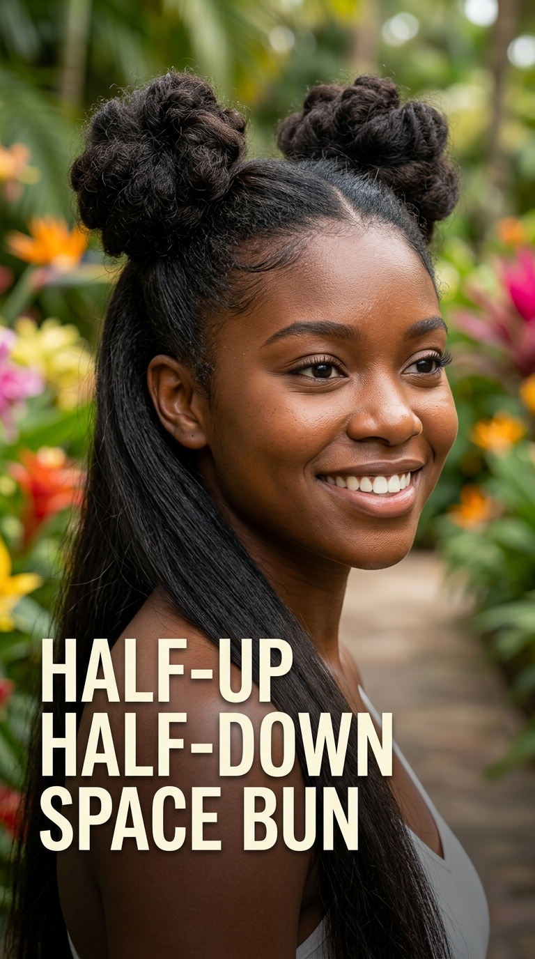 Half-Up Half-Down Space Bun