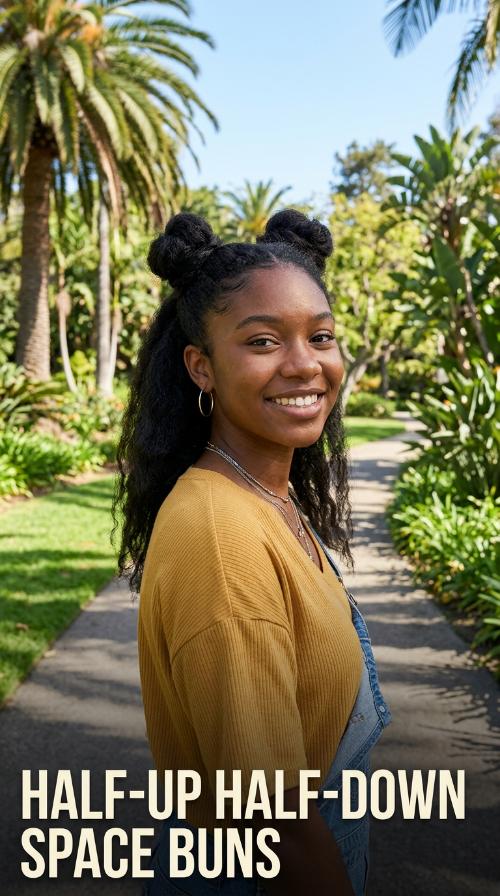 Half-Up Half-Down Space Buns