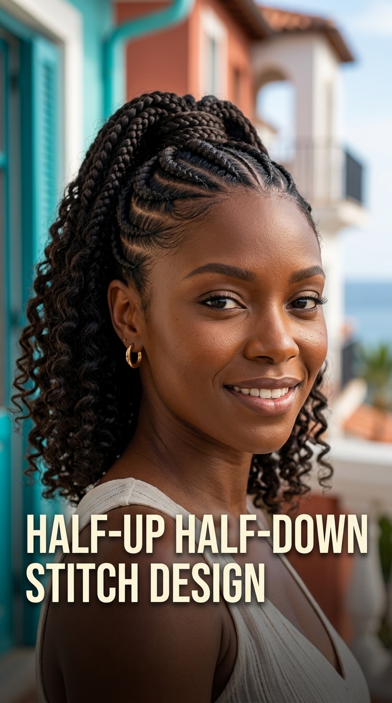 Half-Up Half-Down Stitch Design