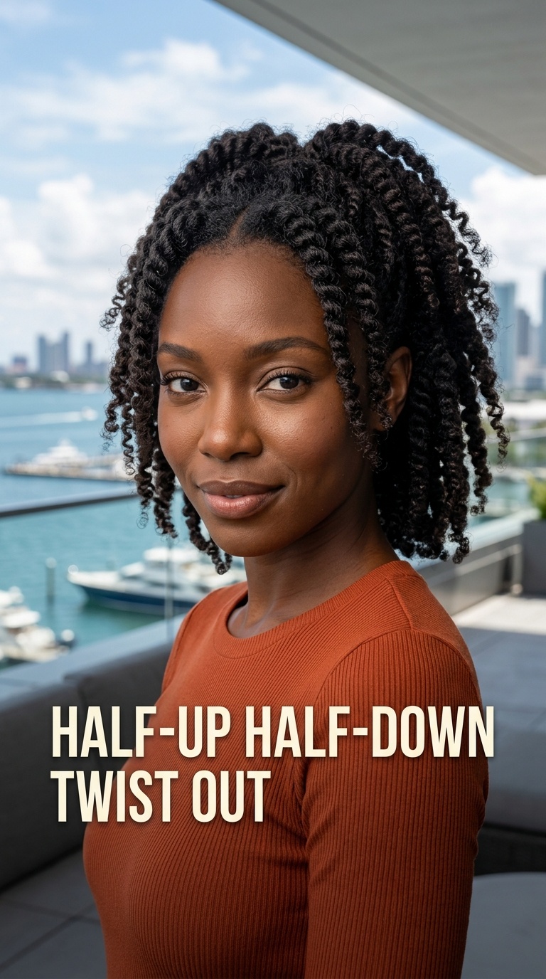 Half-Up Half-Down Twist Out