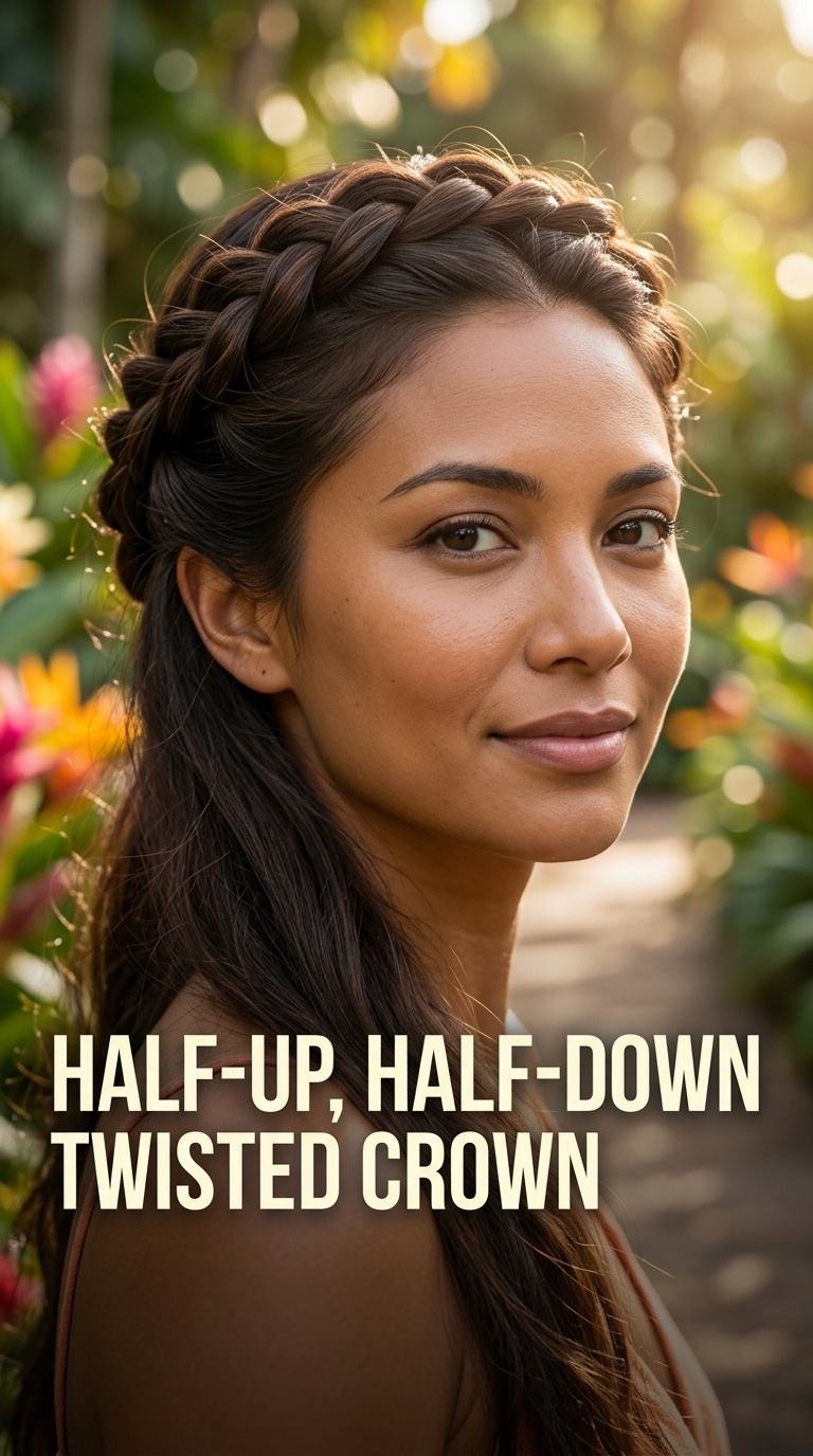 Half-Up, Half-Down Twisted Crown