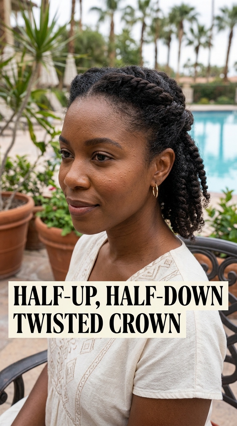 Half-Up, Half-Down Twisted Crown