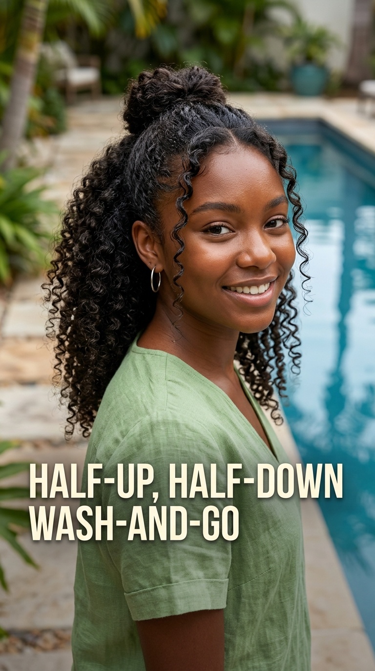 Half-Up, Half-Down Wash-and-Go