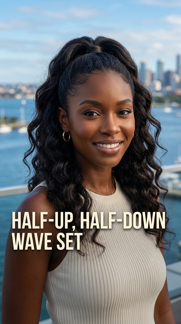 Half-Up, Half-Down Wave Set
