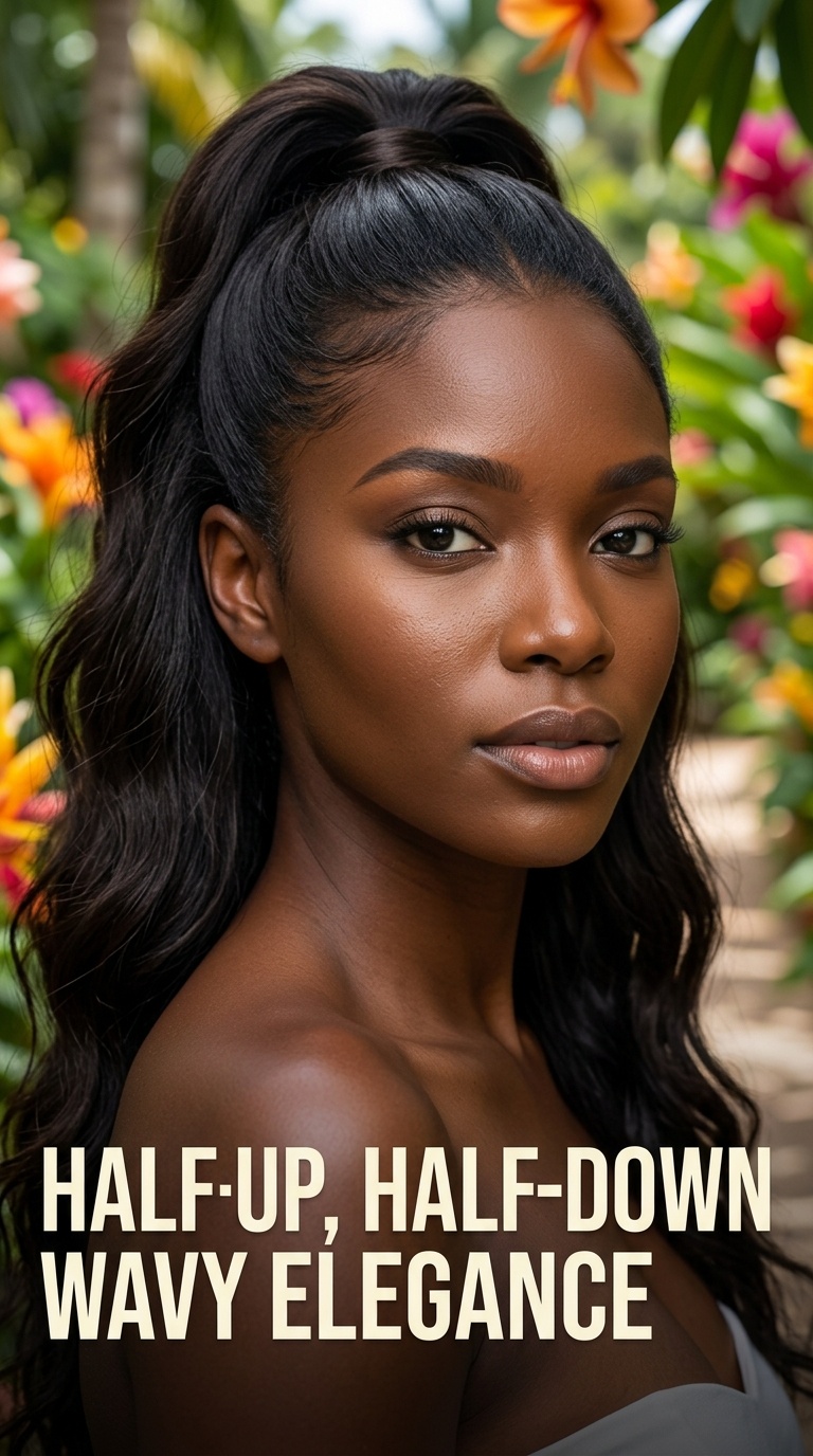 Half-Up, Half-Down Wavy Elegance