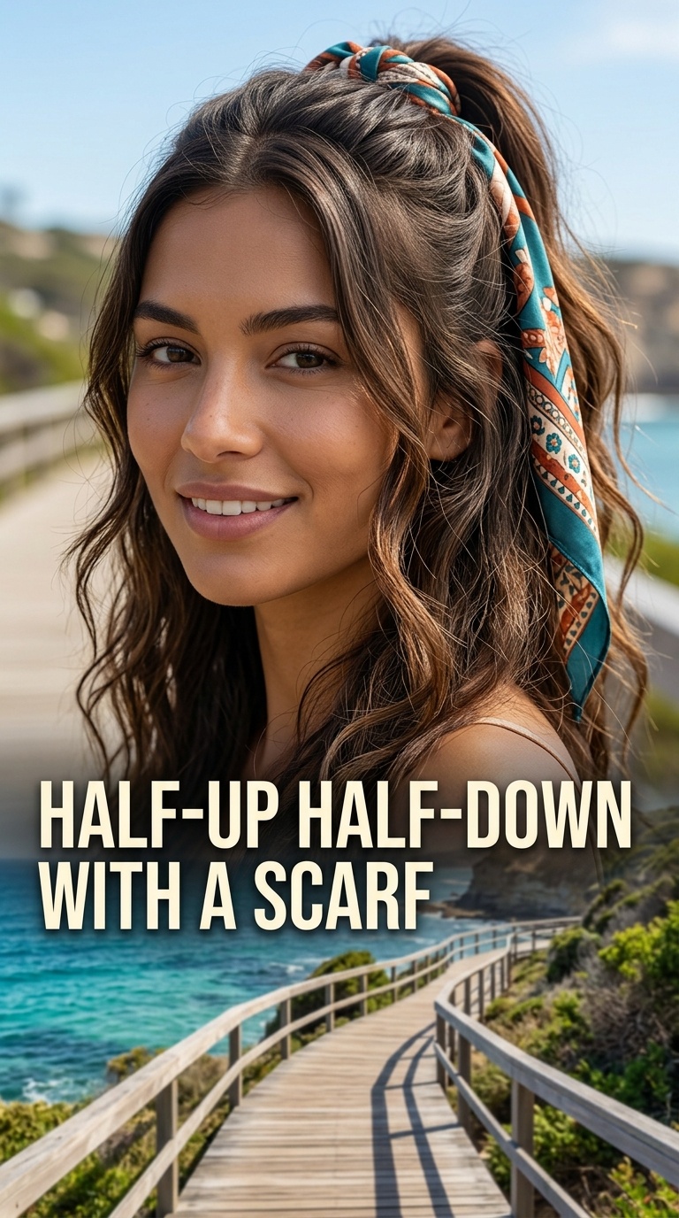 Half-Up Half-Down with a Scarf