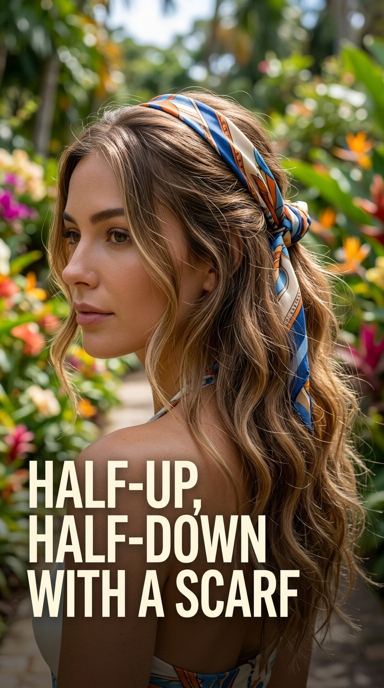 Half-Up, Half-Down with a Scarf