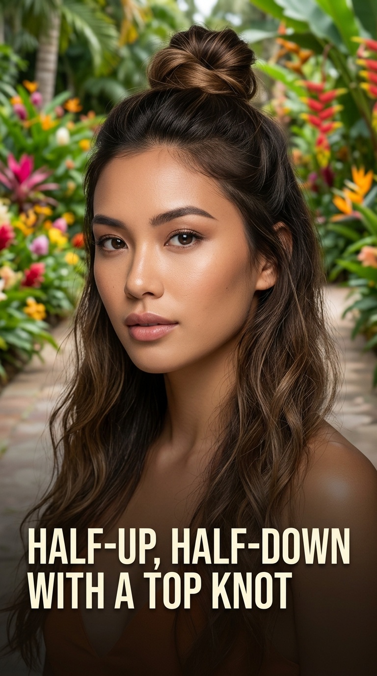 Half-Up, Half-Down with a Top Knot