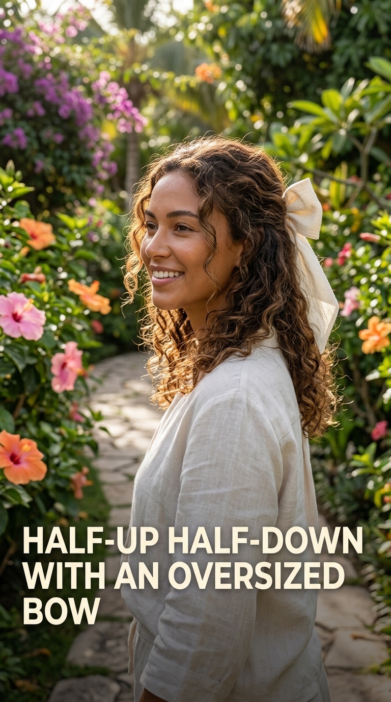 Half-Up Half-Down with an Oversized Bow