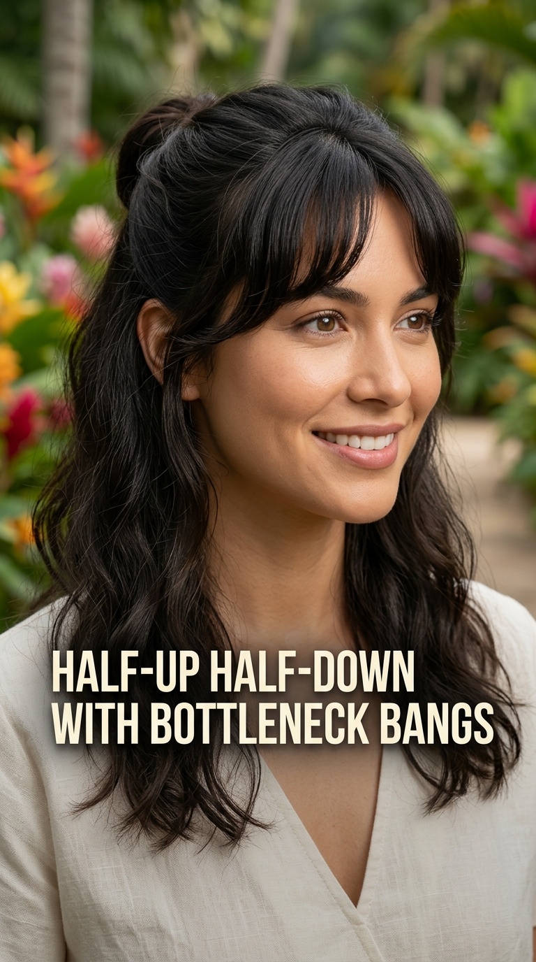 Half-Up Half-Down with Bottleneck Bangs