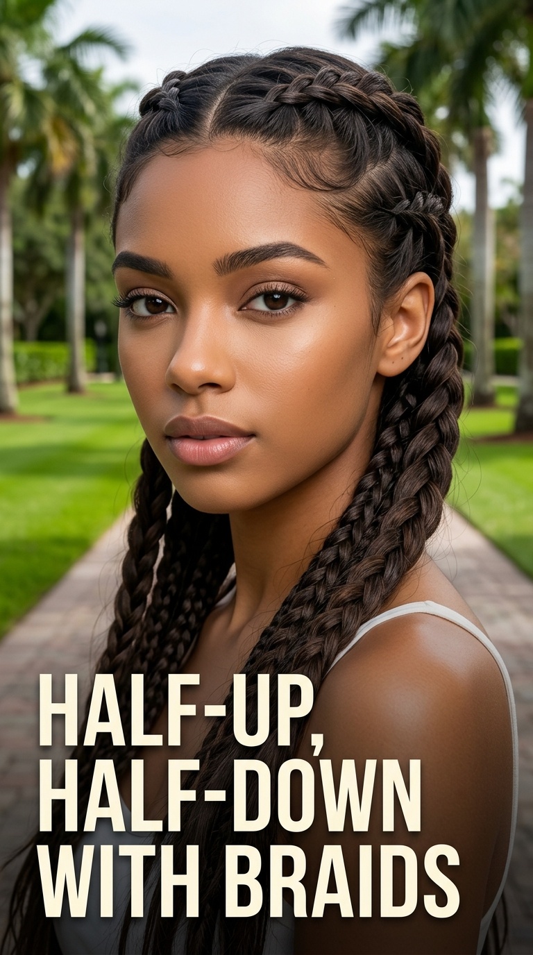 Half-Up, Half-Down with Braids