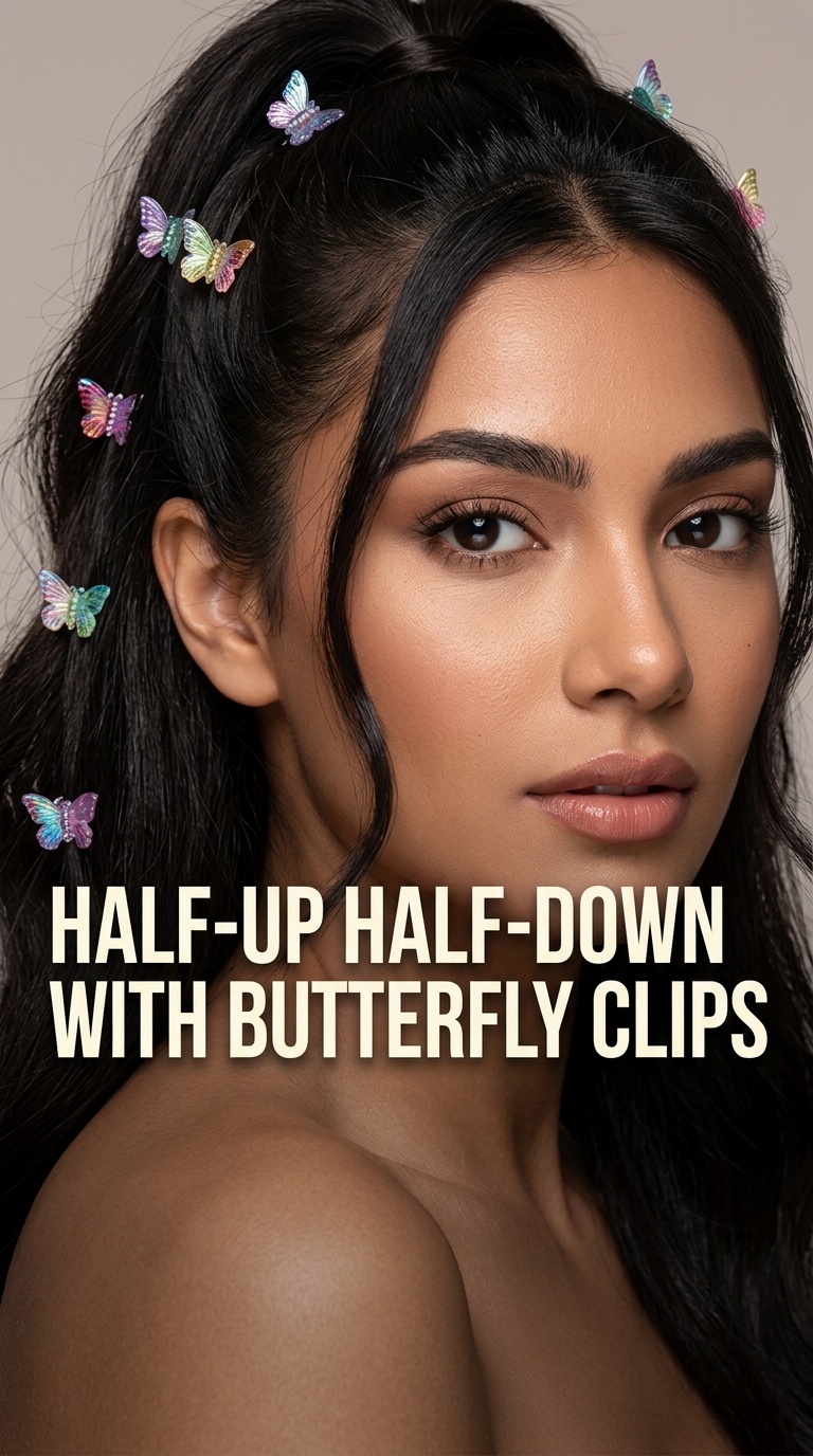 Half-Up Half-Down with Butterfly Clips