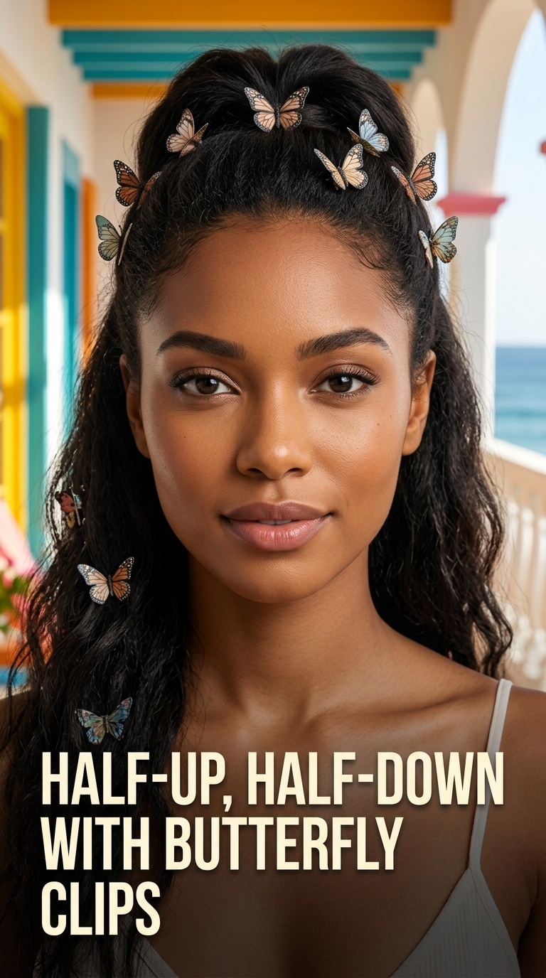 Half-Up, Half-Down with Butterfly Clips