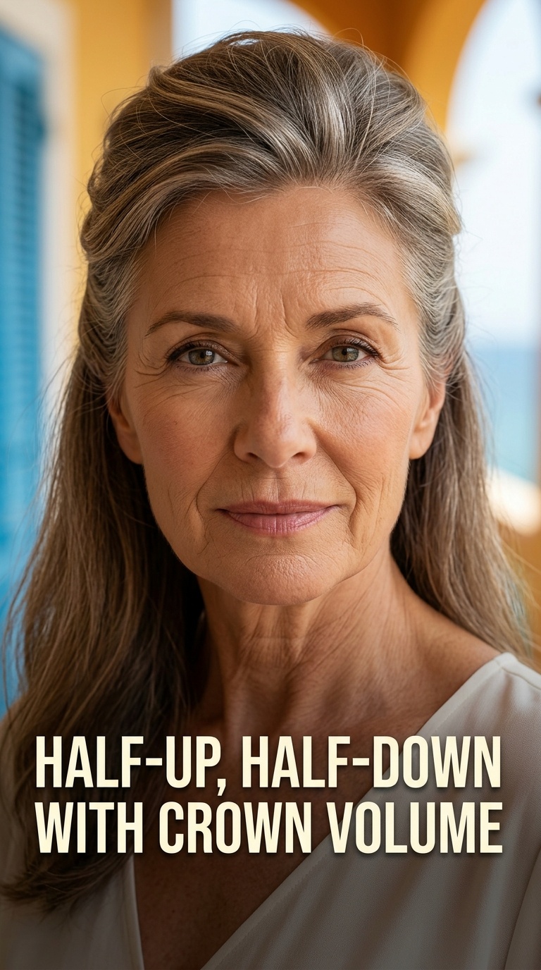 Half-Up, Half-Down with Crown Volume