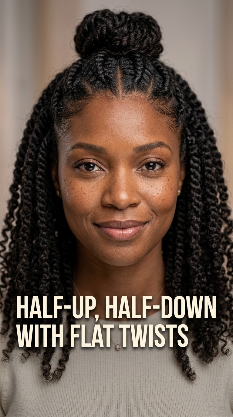 Half-Up, Half-Down with Flat Twists